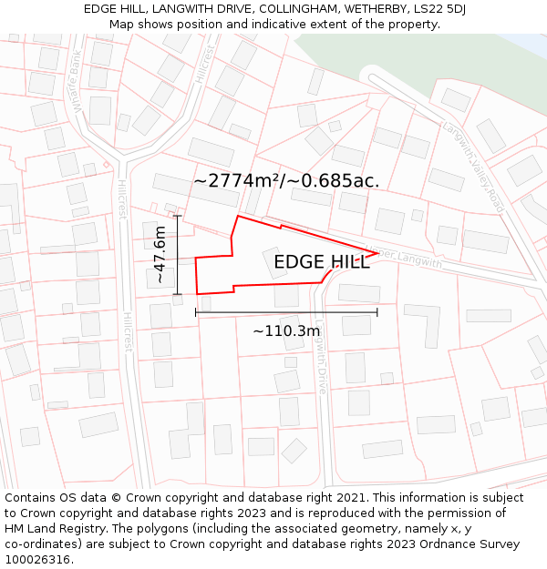 EDGE HILL, LANGWITH DRIVE, COLLINGHAM, WETHERBY, LS22 5DJ: Plot and title map