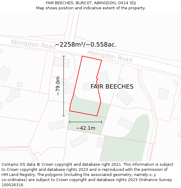 FAIR BEECHES, BURCOT, ABINGDON, OX14 3DJ: Plot and title map