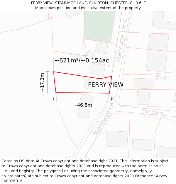 FERRY VIEW, STANNAGE LANE, CHURTON, CHESTER, CH3 6LE: Plot and title map