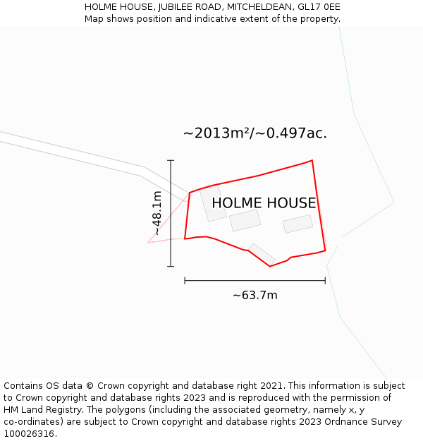 HOLME HOUSE, JUBILEE ROAD, MITCHELDEAN, GL17 0EE: Plot and title map