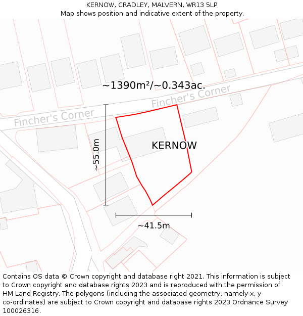 KERNOW, CRADLEY, MALVERN, WR13 5LP: Plot and title map