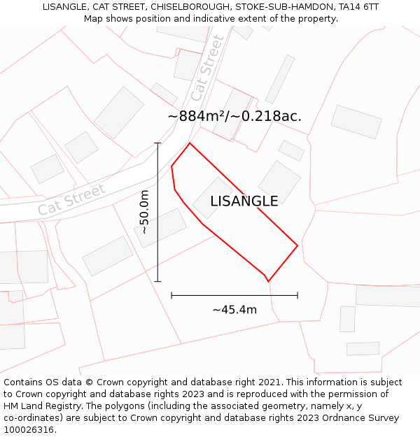 LISANGLE, CAT STREET, CHISELBOROUGH, STOKE-SUB-HAMDON, TA14 6TT: Plot and title map