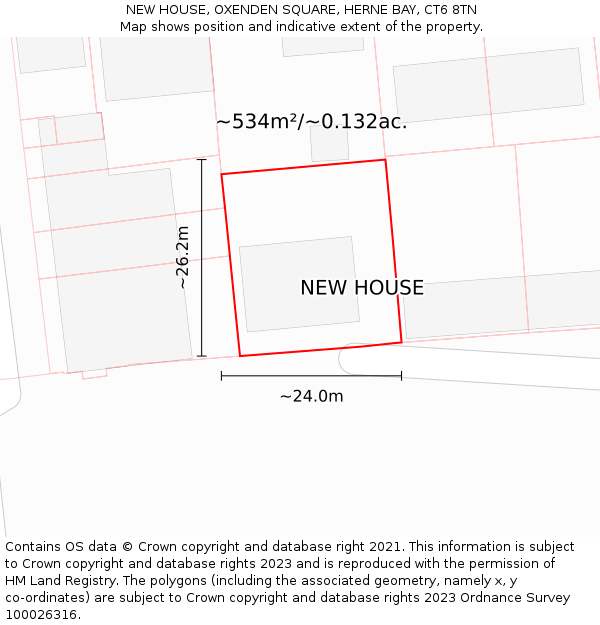 NEW HOUSE, OXENDEN SQUARE, HERNE BAY, CT6 8TN: Plot and title map