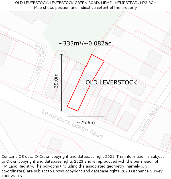 OLD LEVERSTOCK, LEVERSTOCK GREEN ROAD, HEMEL HEMPSTEAD, HP3 8QH: Plot and title map