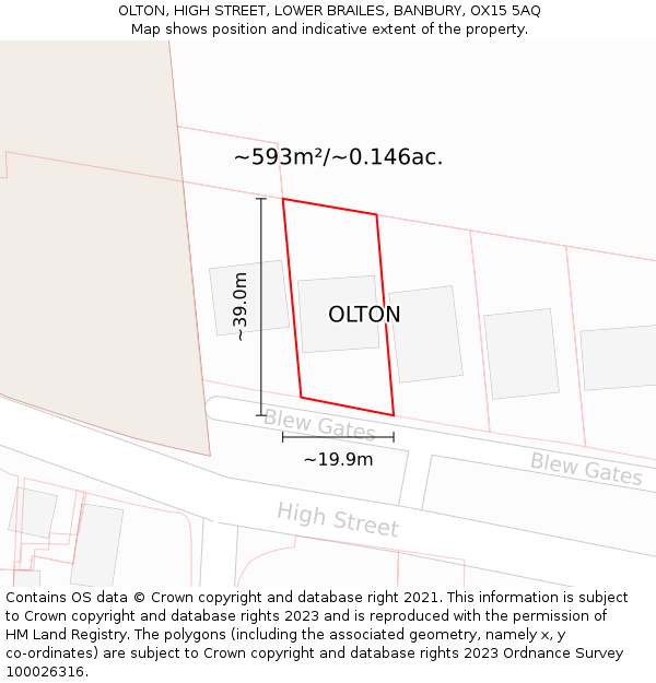 OLTON, HIGH STREET, LOWER BRAILES, BANBURY, OX15 5AQ: Plot and title map