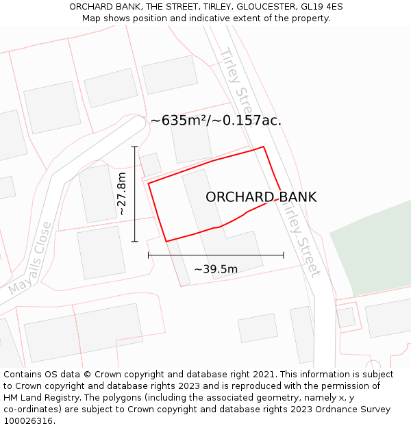 ORCHARD BANK, THE STREET, TIRLEY, GLOUCESTER, GL19 4ES: Plot and title map