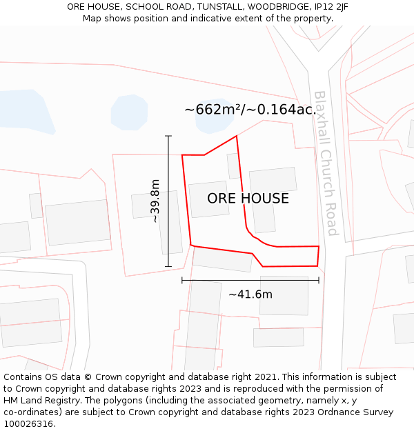 ORE HOUSE, SCHOOL ROAD, TUNSTALL, WOODBRIDGE, IP12 2JF: Plot and title map