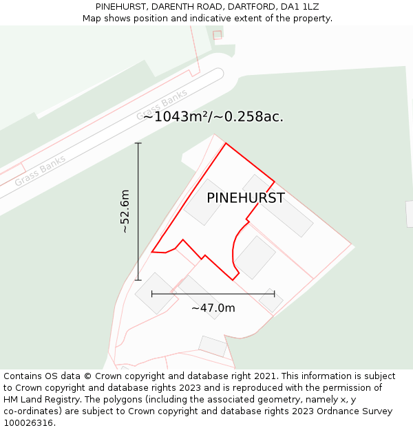 PINEHURST, DARENTH ROAD, DARTFORD, DA1 1LZ: Plot and title map