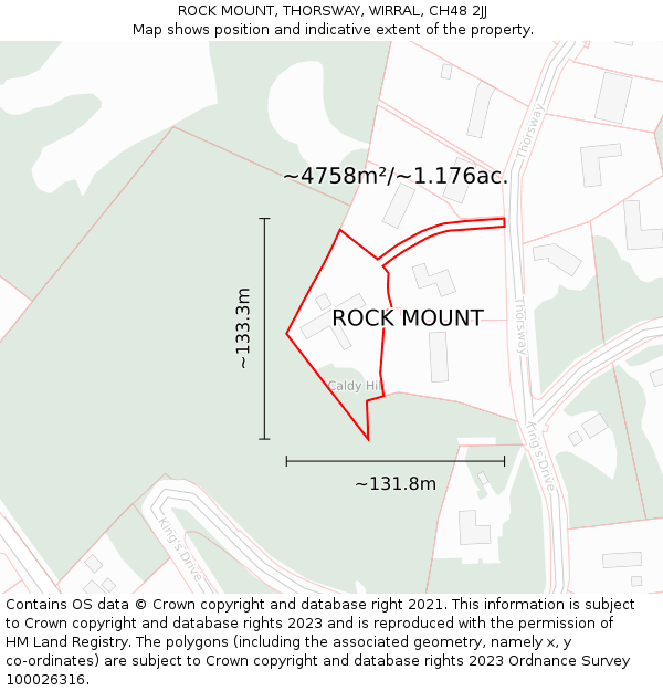 ROCK MOUNT, THORSWAY, WIRRAL, CH48 2JJ: Plot and title map