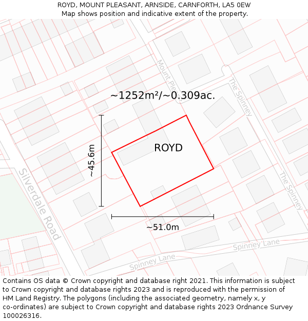 ROYD, MOUNT PLEASANT, ARNSIDE, CARNFORTH, LA5 0EW: Plot and title map