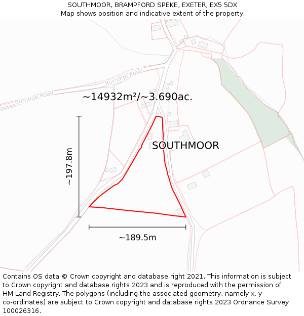 SOUTHMOOR, BRAMPFORD SPEKE, EXETER, EX5 5DX: Plot and title map