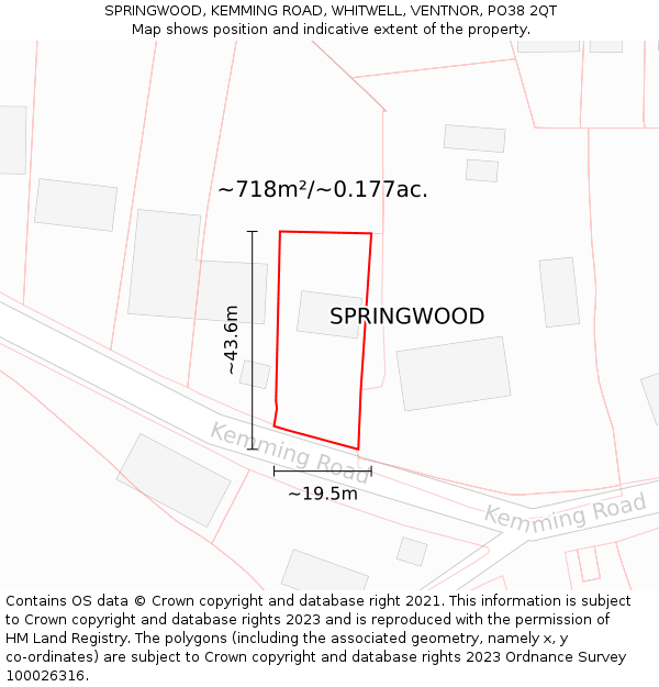 SPRINGWOOD, KEMMING ROAD, WHITWELL, VENTNOR, PO38 2QT: Plot and title map