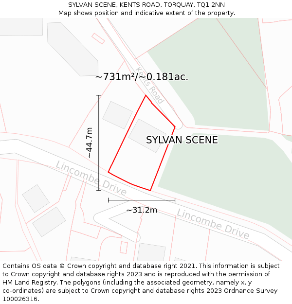 SYLVAN SCENE, KENTS ROAD, TORQUAY, TQ1 2NN: Plot and title map