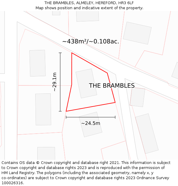 THE BRAMBLES, ALMELEY, HEREFORD, HR3 6LF: Plot and title map