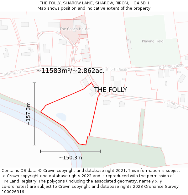 THE FOLLY, SHAROW LANE, SHAROW, RIPON, HG4 5BH: Plot and title map