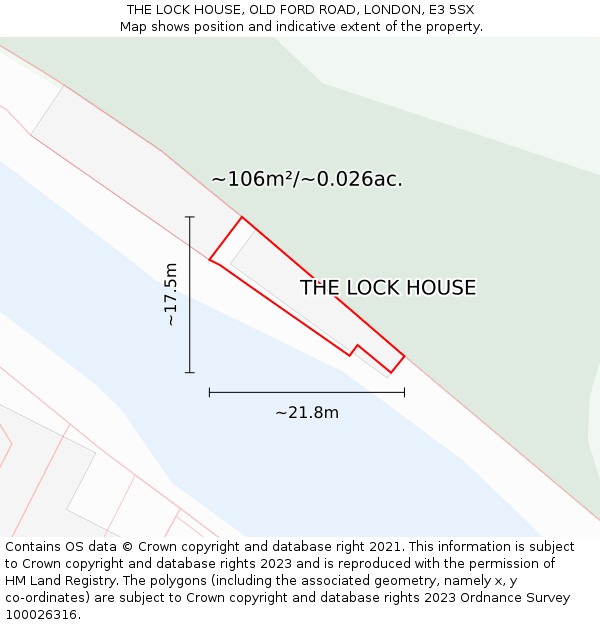 THE LOCK HOUSE, OLD FORD ROAD, LONDON, E3 5SX: Plot and title map