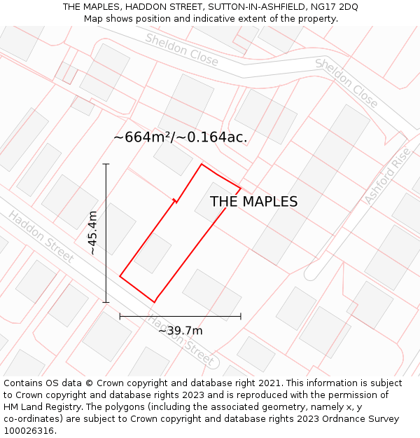 THE MAPLES, HADDON STREET, SUTTON-IN-ASHFIELD, NG17 2DQ: Plot and title map