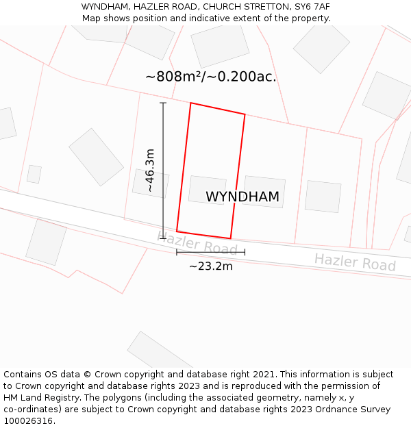 WYNDHAM, HAZLER ROAD, CHURCH STRETTON, SY6 7AF: Plot and title map