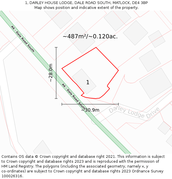 1, DARLEY HOUSE LODGE, DALE ROAD SOUTH, MATLOCK, DE4 3BP: Plot and title map