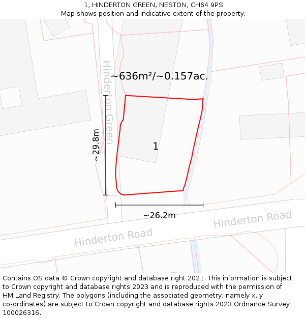 1, HINDERTON GREEN, NESTON, CH64 9PS: Plot and title map