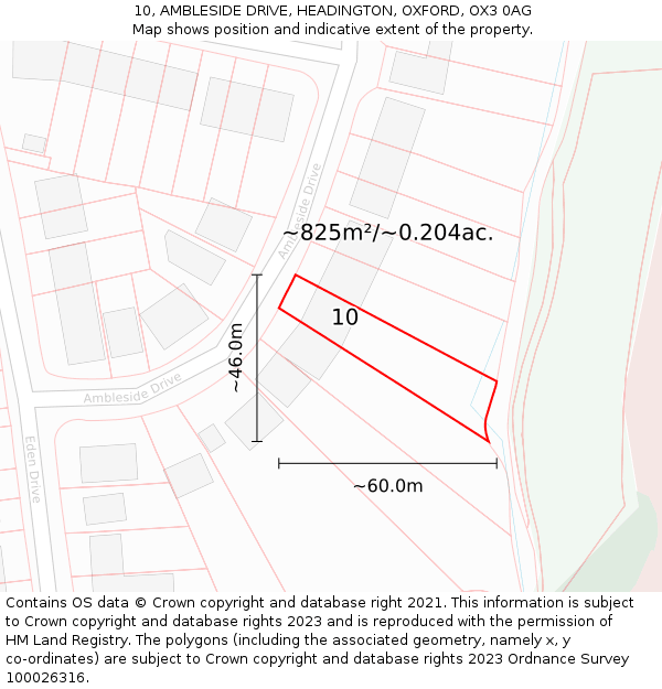 10, AMBLESIDE DRIVE, HEADINGTON, OXFORD, OX3 0AG: Plot and title map