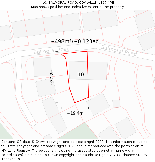 10, BALMORAL ROAD, COALVILLE, LE67 4PE: Plot and title map