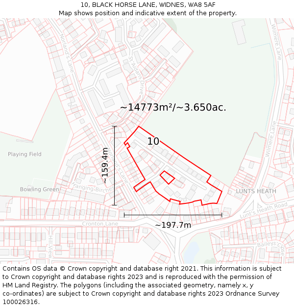 10, BLACK HORSE LANE, WIDNES, WA8 5AF: Plot and title map