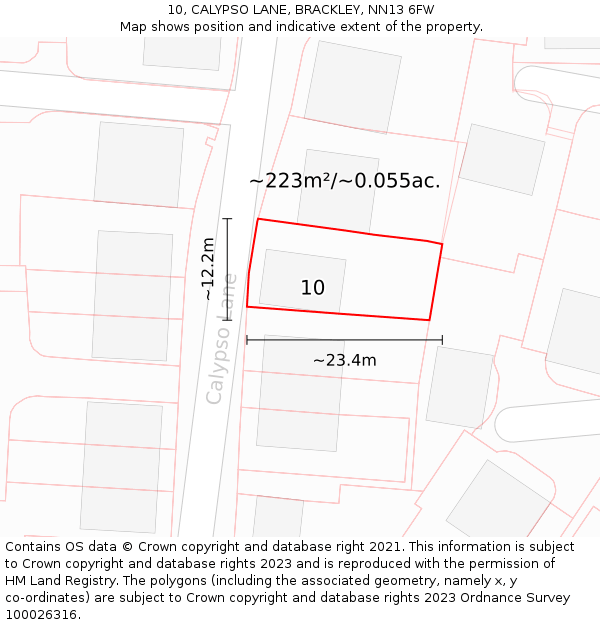 10, CALYPSO LANE, BRACKLEY, NN13 6FW: Plot and title map