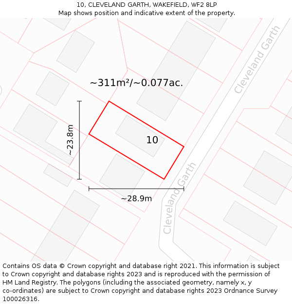 10, CLEVELAND GARTH, WAKEFIELD, WF2 8LP: Plot and title map