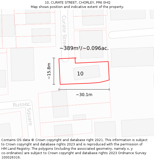 10, CURATE STREET, CHORLEY, PR6 0HQ: Plot and title map