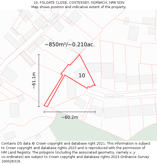 10, FOLGATE CLOSE, COSTESSEY, NORWICH, NR8 5DN: Plot and title map