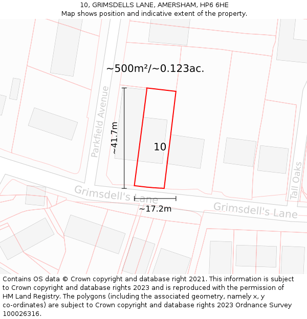 10, GRIMSDELLS LANE, AMERSHAM, HP6 6HE: Plot and title map