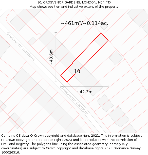 10, GROSVENOR GARDENS, LONDON, N14 4TX: Plot and title map