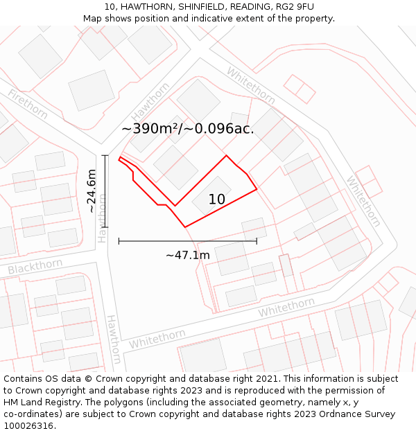 10, HAWTHORN, SHINFIELD, READING, RG2 9FU: Plot and title map