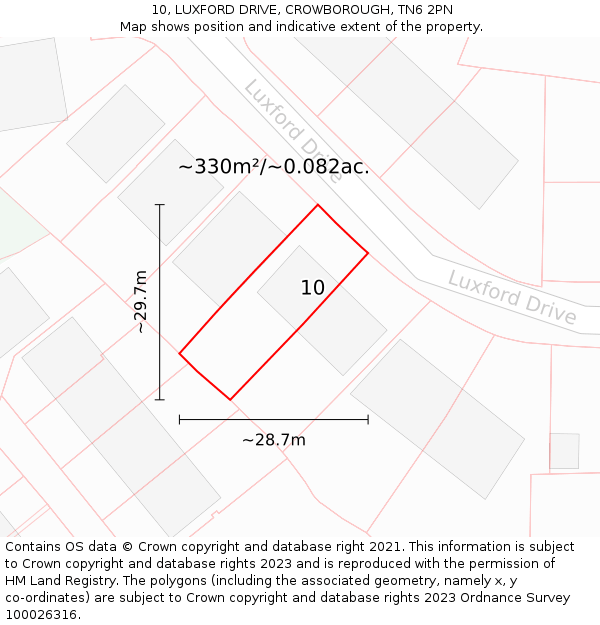 10, LUXFORD DRIVE, CROWBOROUGH, TN6 2PN: Plot and title map