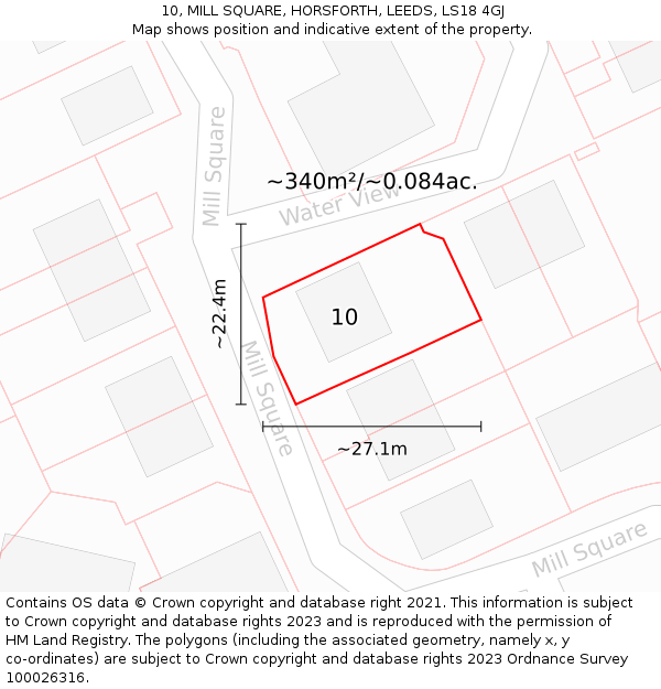 10, MILL SQUARE, HORSFORTH, LEEDS, LS18 4GJ: Plot and title map