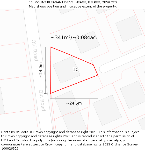 10, MOUNT PLEASANT DRIVE, HEAGE, BELPER, DE56 2TD: Plot and title map