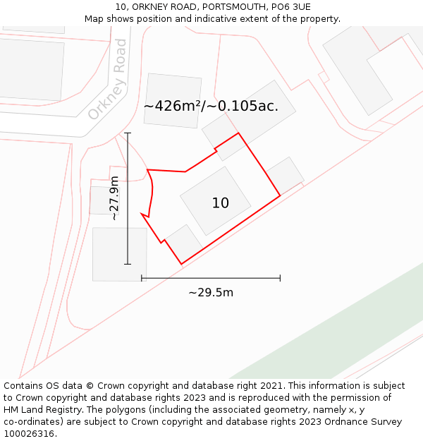 10, ORKNEY ROAD, PORTSMOUTH, PO6 3UE: Plot and title map