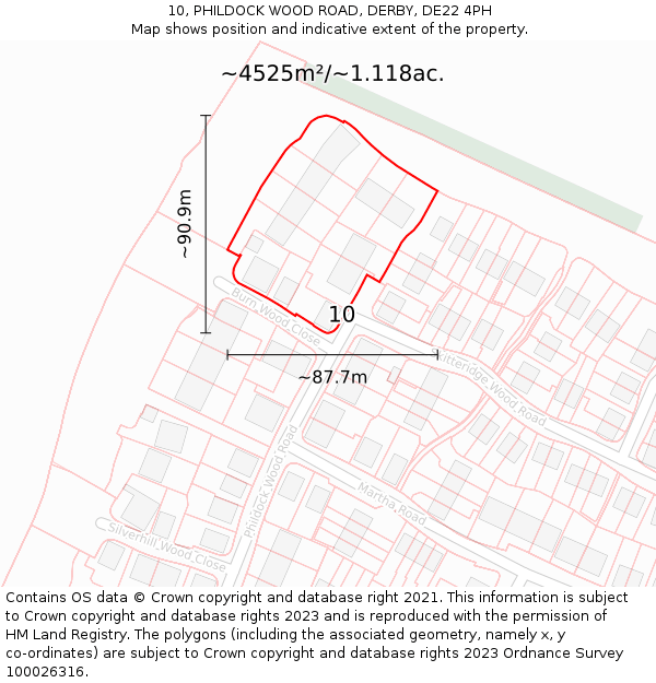 10, PHILDOCK WOOD ROAD, DERBY, DE22 4PH: Plot and title map