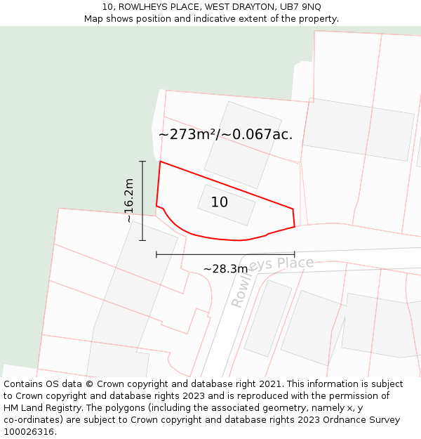 10, ROWLHEYS PLACE, WEST DRAYTON, UB7 9NQ: Plot and title map