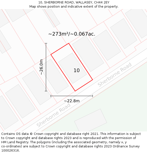 10, SHERBORNE ROAD, WALLASEY, CH44 2EY: Plot and title map