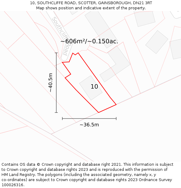 10, SOUTHCLIFFE ROAD, SCOTTER, GAINSBOROUGH, DN21 3RT: Plot and title map