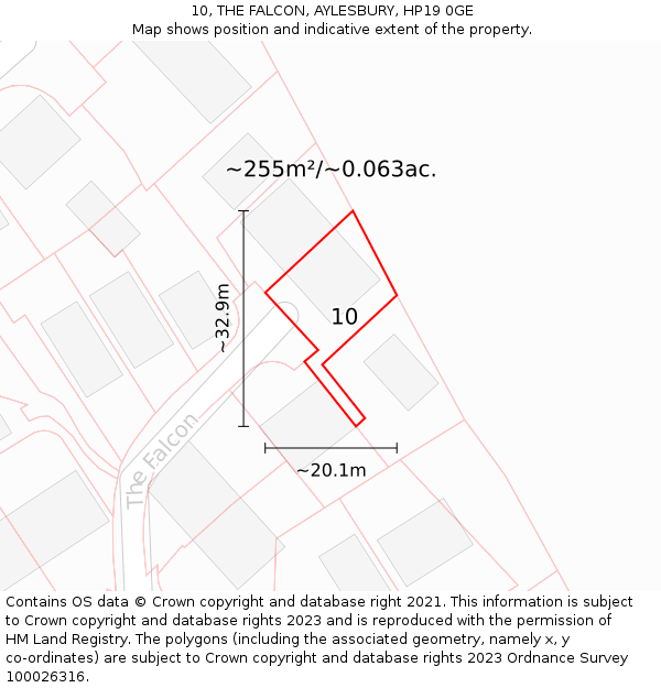 10, THE FALCON, AYLESBURY, HP19 0GE: Plot and title map