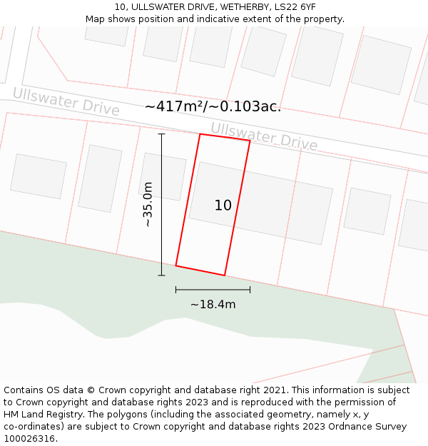 10, ULLSWATER DRIVE, WETHERBY, LS22 6YF: Plot and title map