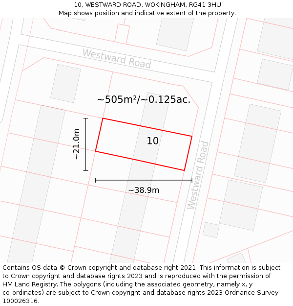 10, WESTWARD ROAD, WOKINGHAM, RG41 3HU: Plot and title map