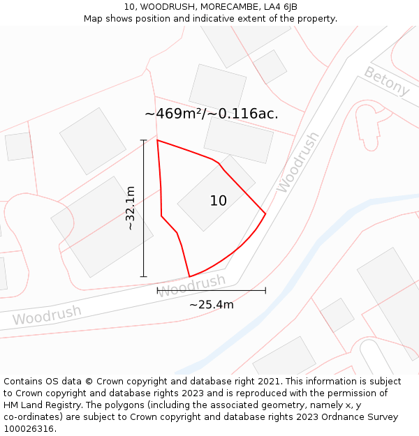 10, WOODRUSH, MORECAMBE, LA4 6JB: Plot and title map