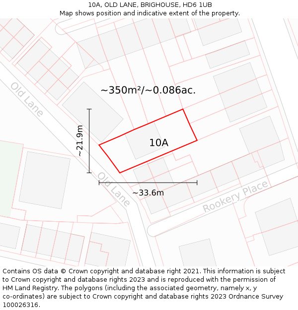 10A, OLD LANE, BRIGHOUSE, HD6 1UB: Plot and title map