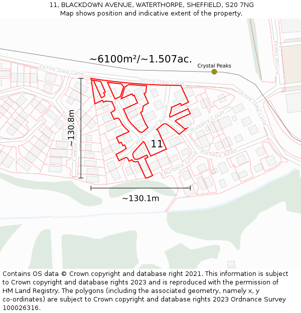 11, BLACKDOWN AVENUE, WATERTHORPE, SHEFFIELD, S20 7NG: Plot and title map