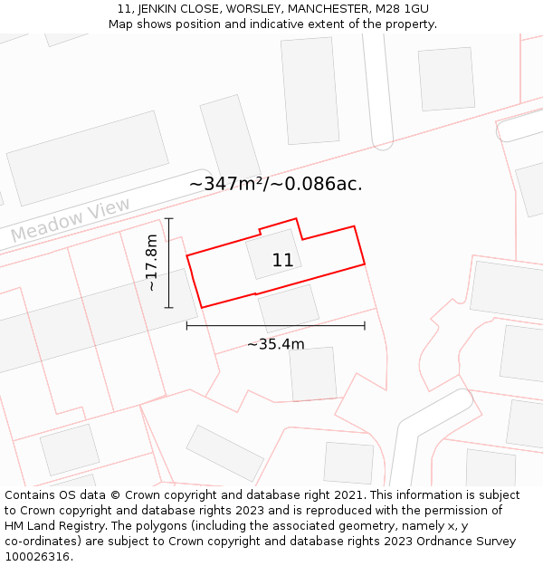 11, JENKIN CLOSE, WORSLEY, MANCHESTER, M28 1GU: Plot and title map