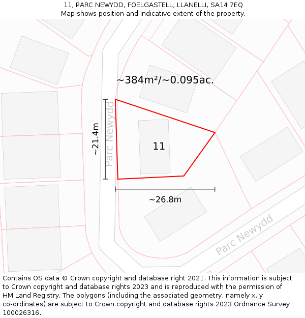 11, PARC NEWYDD, FOELGASTELL, LLANELLI, SA14 7EQ: Plot and title map